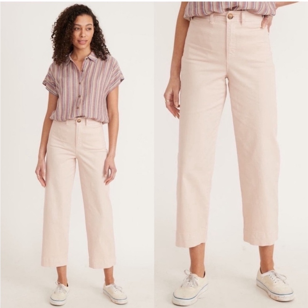 Marine Layer Bridget Slim Wide Leg Crop Pants Light Blush Pink Size 4 High Rise